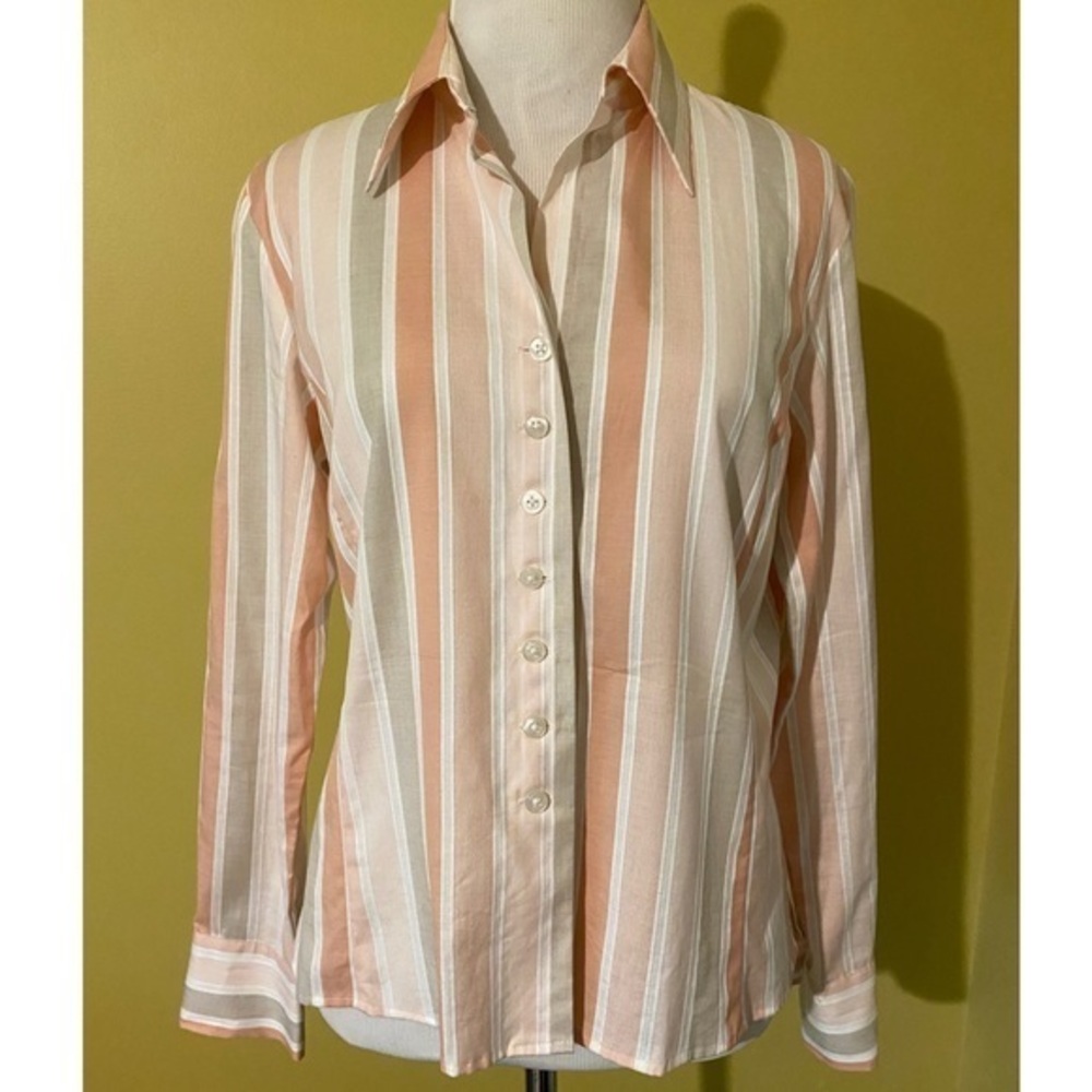 Talbots Peach Striped Button Down Size 8